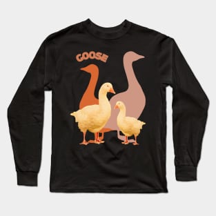 Goose photo with orange and beige background geese Long Sleeve T-Shirt